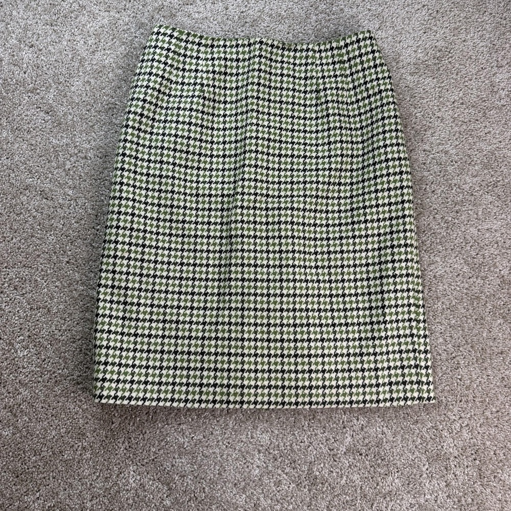 Talbots Petites Skirt Womens 10 Green Check Tweed Wool Pencil Knee Length Lined